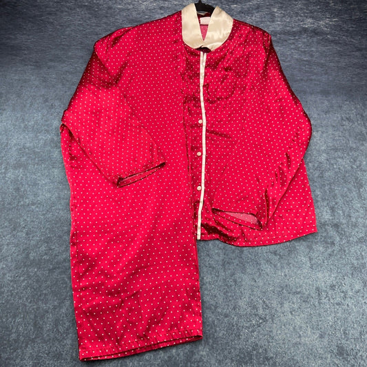 Gilligan O'Malley Womens XL Red Polka Dot Satin Pajama Set Button Up Wide Leg by Gilligan & O'Malley