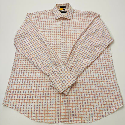 Stacy Adams Mens Dress Shirt 17.5 36/37 White Purple Orange Geometric Medallion by Stacy Adams