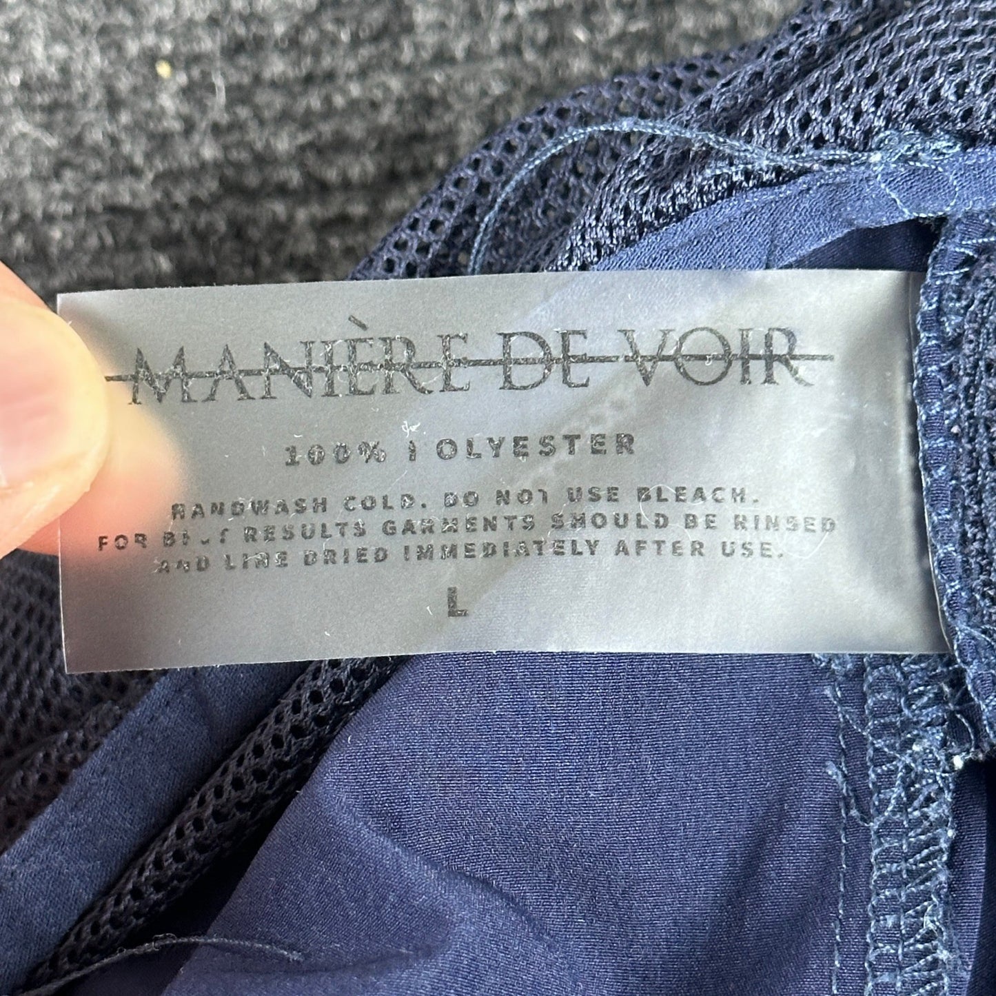 Maniere De Voir Mens Swim Trunks Navy Blue White Stripe Mesh Lined Size L by Maniere De Voir