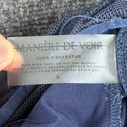 Maniere De Voir Mens Swim Trunks Navy Blue White Stripe Mesh Lined Size L by Maniere De Voir