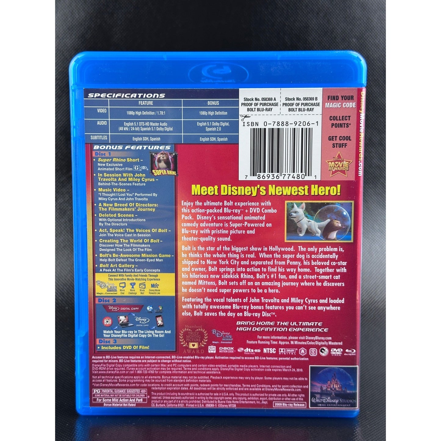Bolt Blu-ray + DVD + Digital Copy - Walt Disney Pictures Family Adventure by Buysaavy