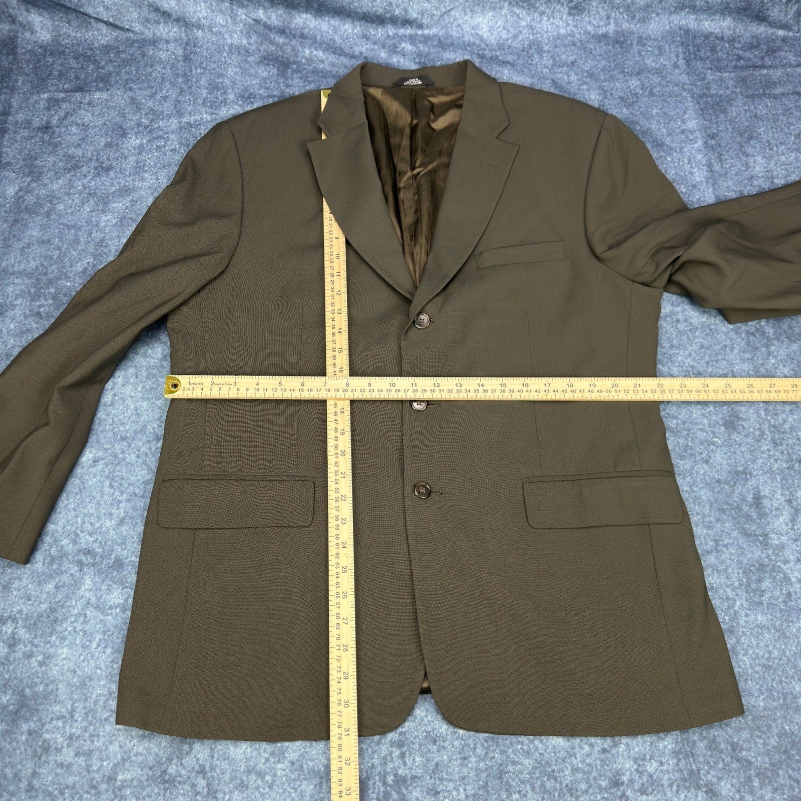 Haggar Black Label Mens 44R Suit 3-Button Blazer Pleated Pants Olive Brown Wool by Haggar