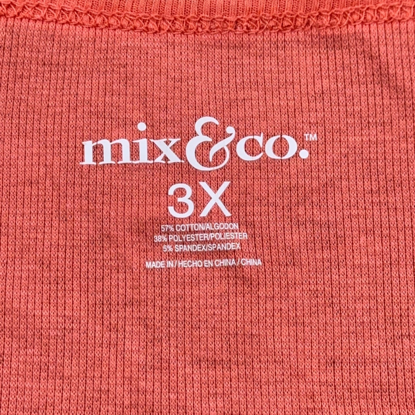Mix & Co Women Plus Size 3X Coral Orange Ribbed Scoop Neck Tank Top Sleeveless by Mix & Co.