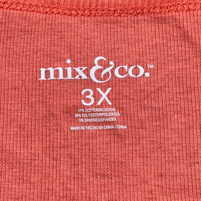 Mix & Co Women Plus Size 3X Coral Orange Ribbed Scoop Neck Tank Top Sleeveless by Mix & Co.