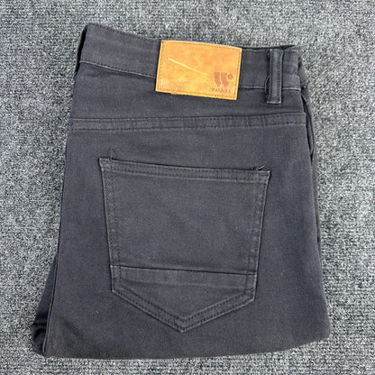 Waimea Mens Skinny Fit Jeans Black Faded Knee Zipper Denim Pants Size 36 by Waimea