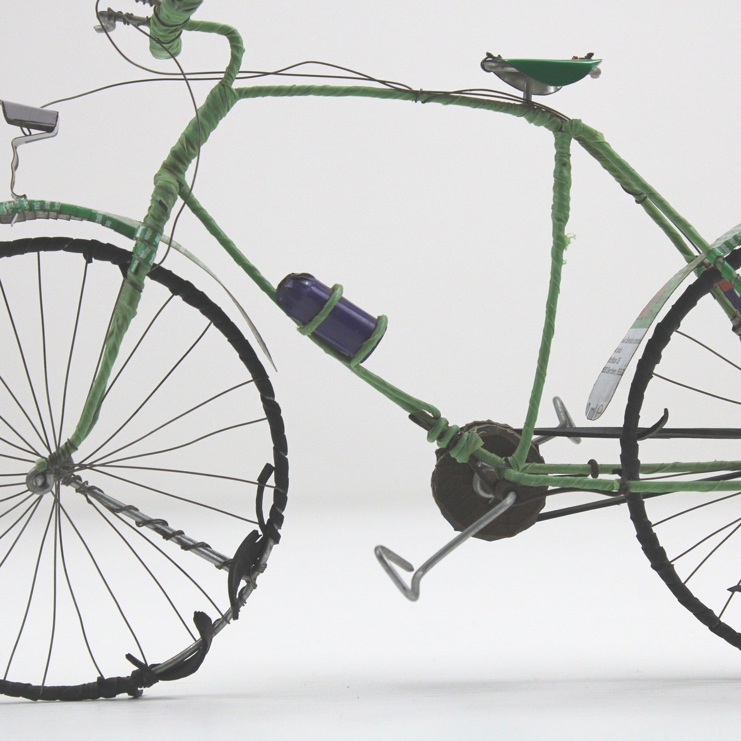 Handmade Recycled Wire Bicycle Sculpture Green Miniature Bike Folk Art Decor by Unbranded