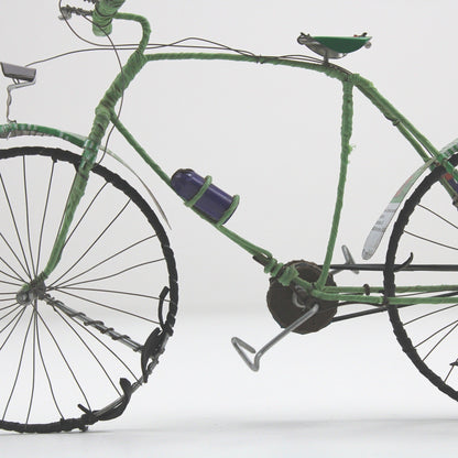 Handmade Recycled Wire Bicycle Sculpture Green Miniature Bike Folk Art Decor by Unbranded
