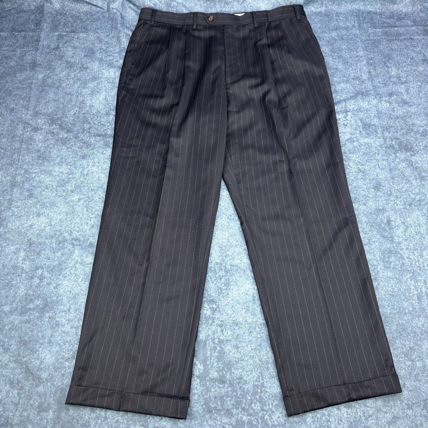 Lauren Ralph Lauren Mens 44R Black Pinstripe 100% Wool 2-Piece Suit Pleated by Lauren Ralph Lauren