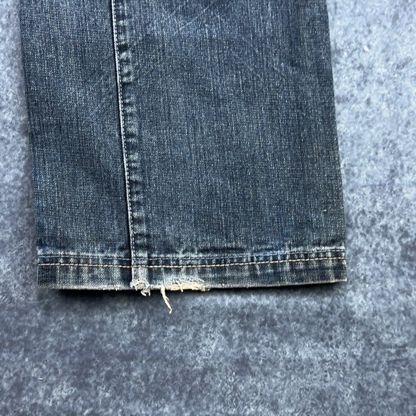 Antik Denim Mens Straight Leg Jeans Blue Medium Wash Button Fly Distressed 34x32 by Antik Denim