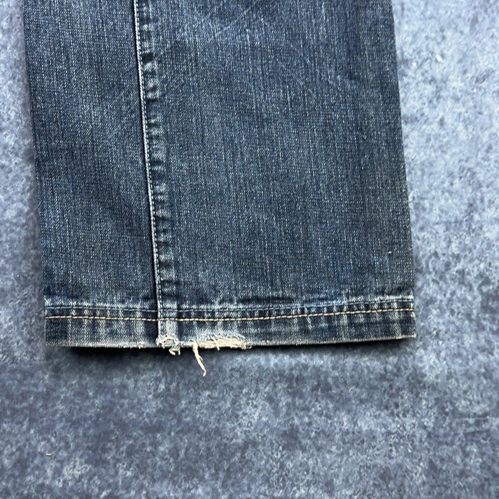 Antik Denim Mens Straight Leg Jeans Blue Medium Wash Button Fly Distressed 34x32 by Antik Denim