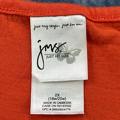 Just My Size Womens 2X Orange Cotton Crochet Trim Peplum Top FFJM9224 by Just My Size