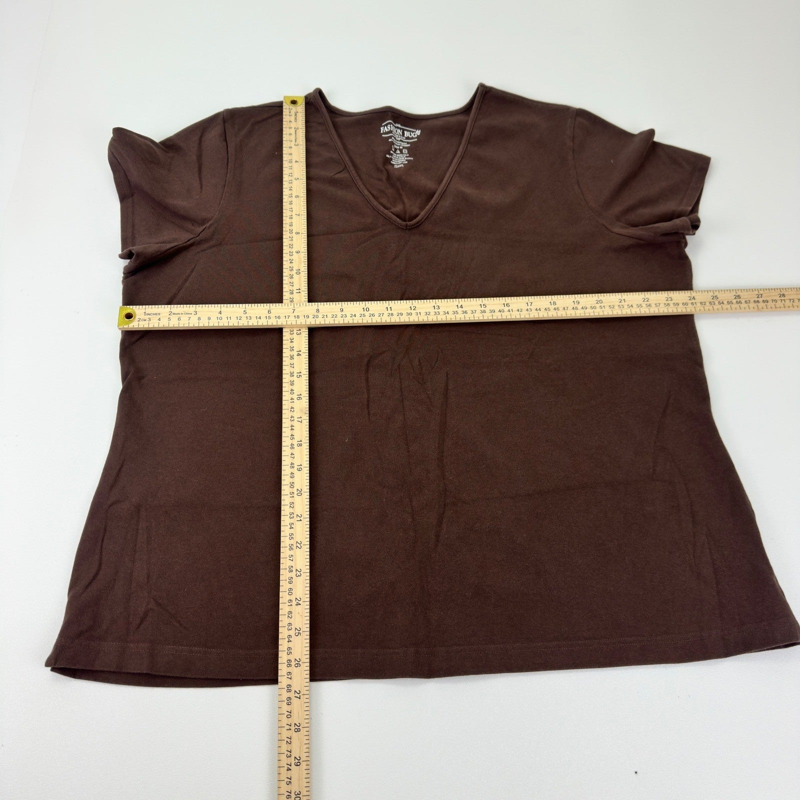 Fashion Bug Stretch Womens Plus 22/24W V-Neck Short Sleeve T-Shirt Brown by Fashion Bug