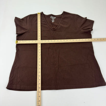 Fashion Bug Stretch Womens Plus 22/24W V-Neck Short Sleeve T-Shirt Brown by Fashion Bug