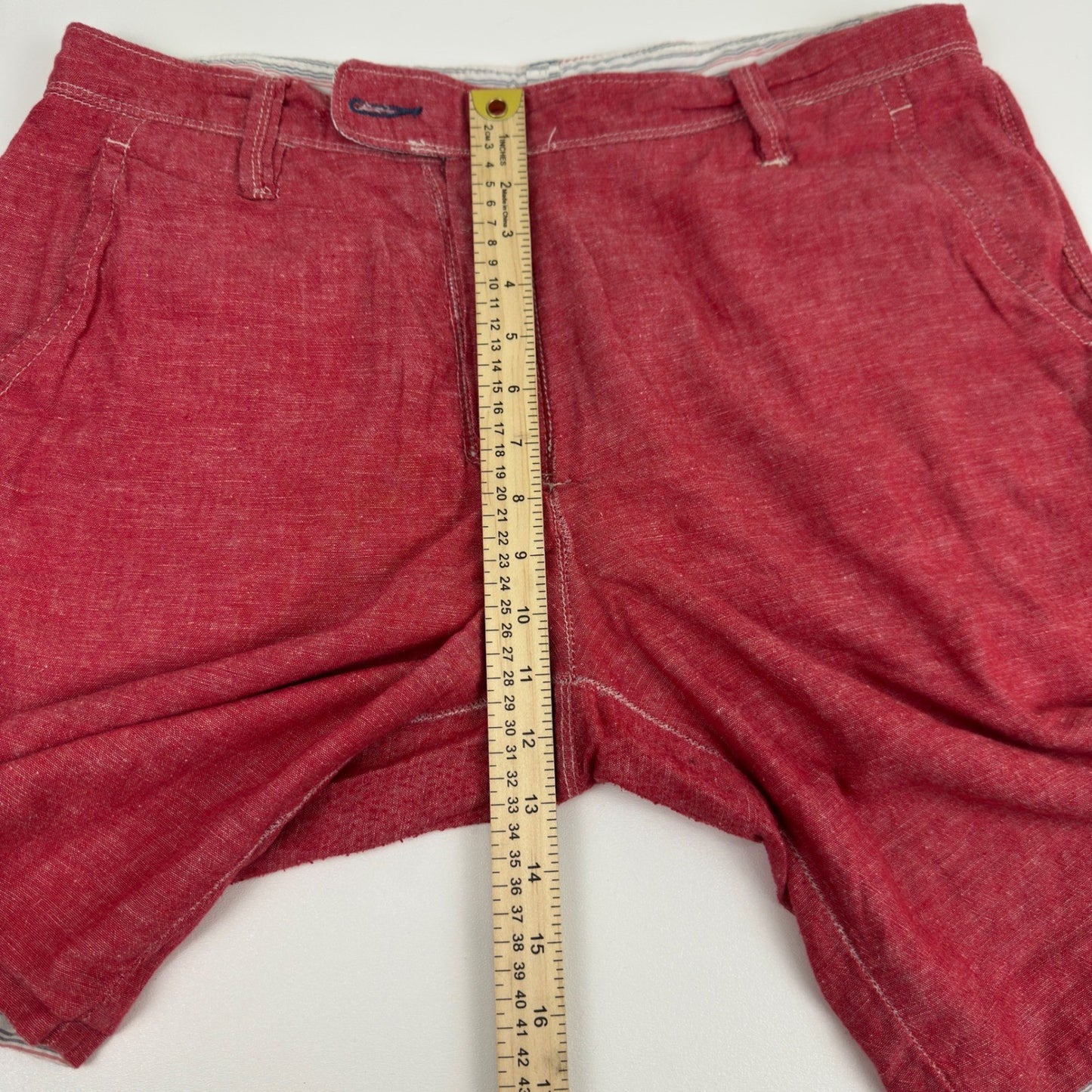 Howe Mens Reversible Shorts Red Solid Striped Casual Summer Size 35 by Howe