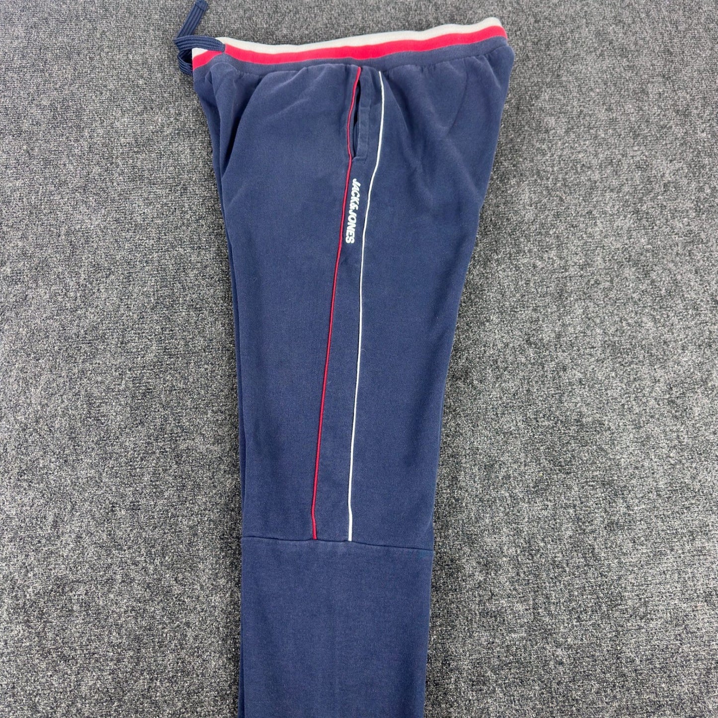 Jack & Jones Mens Navy Blue Jogger Sweatpants Red White Trim Size L 12190279 by JACK & JONES