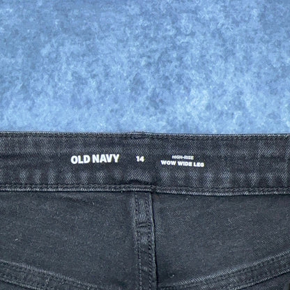 Old Navy High-Rise Wow Wide Leg Jeans Washed Black Size 14 Stretch Denim Pant by Old Navy