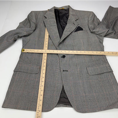Sterling & Hunt Premier Edition Mens Grey Glen Plaid Worsted Wool Suit by Sterling & Hunt