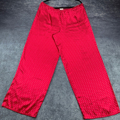 Gilligan O'Malley Womens XL Red Polka Dot Satin Pajama Set Button Up Wide Leg by Gilligan & O'Malley
