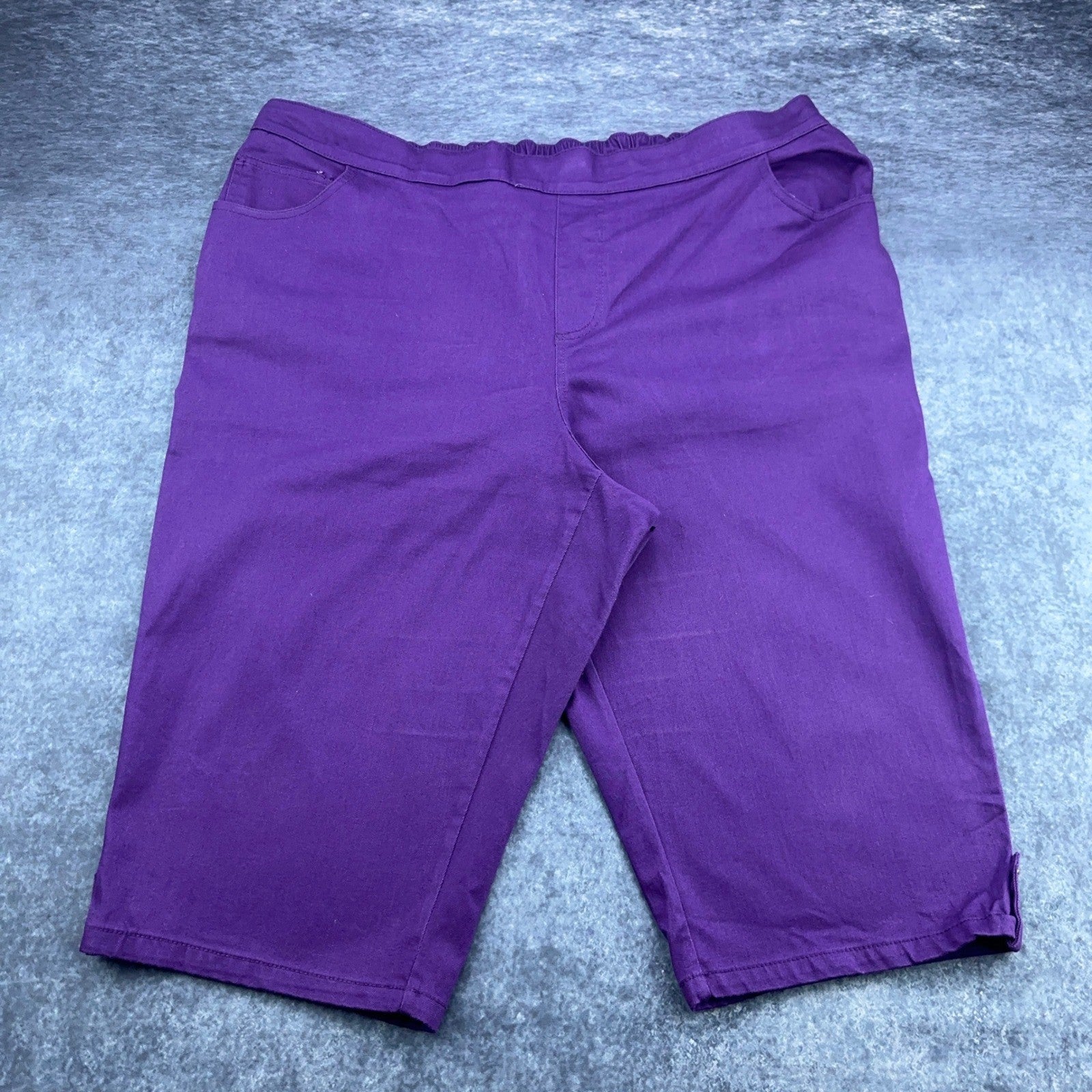 Catherines Timeless Fit Purple Capri Pants Plus Size 2X 22/24W Stretch Cotton by Catherines