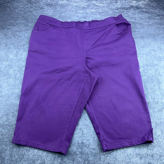 Catherines Timeless Fit Purple Capri Pants Plus Size 2X 22/24W Stretch Cotton by Catherines