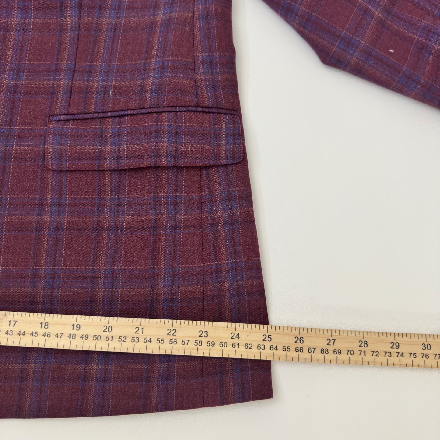 Tallia Mens Plaid Blazer Sport Coat Burgundy Blue Wool Blend Floral Lining 46R by Tallia