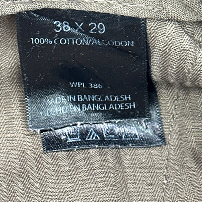 Haggar Mens Khaki Chino Pants Beige Flat Front 100% Cotton 38x29 by Haggar