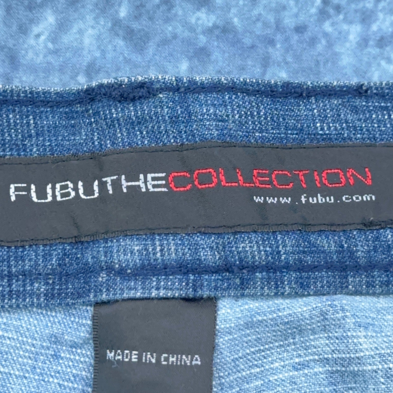 Vintage FUBU The Collection Patchwork Baggy Jeans Mens 34x34 Blue Streetwear 90s by FUBU
