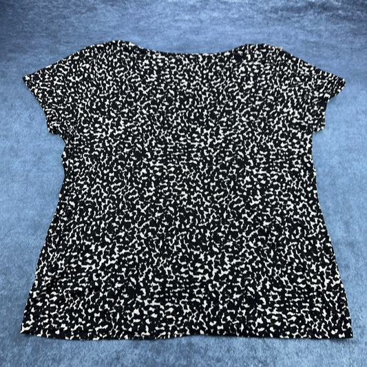 Beverly Drive Womens Plus 20-22W Black White Abstract Rayon Scoop Neck Top by Beverly Drive