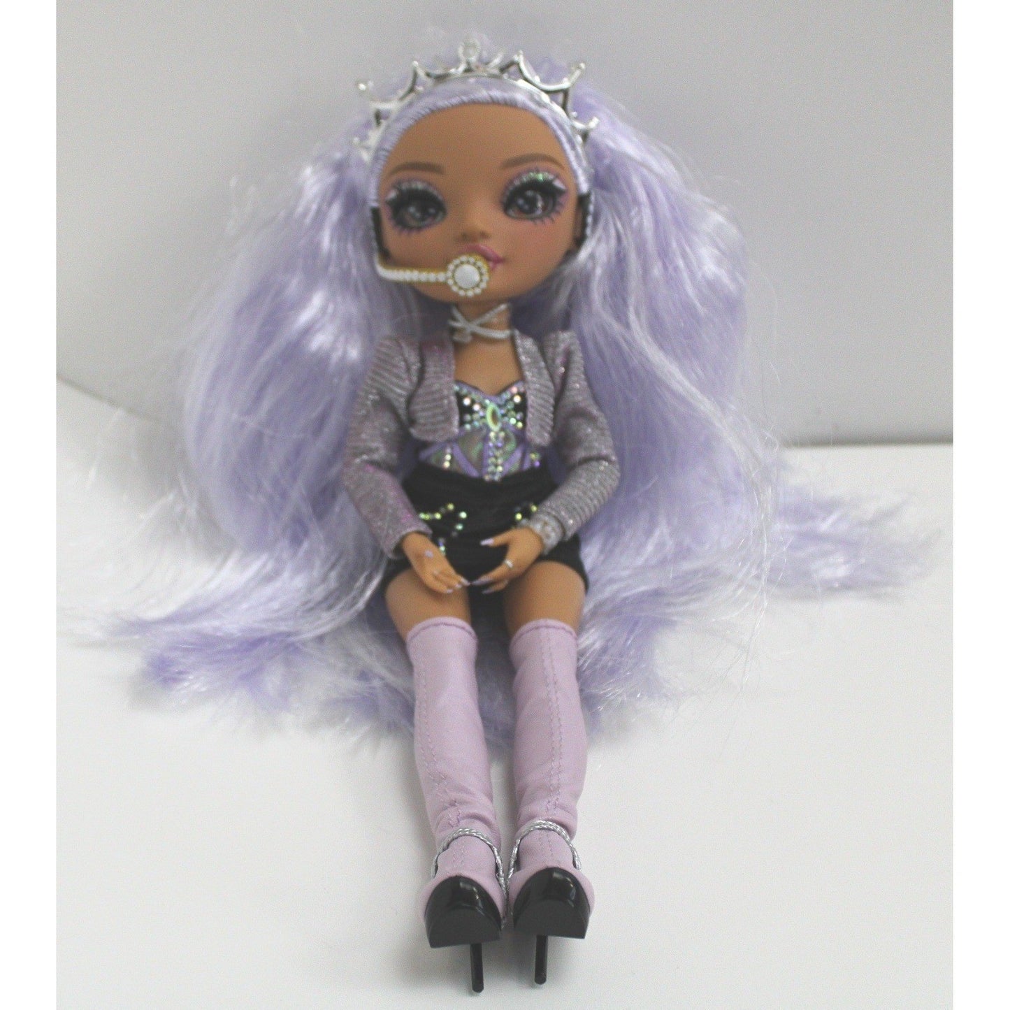 Rainbow High Violet Willow Doll with Crown and Microphone Fashion Toy for Girls by Unbranded