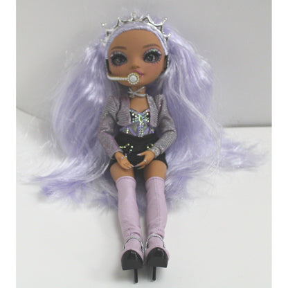 Rainbow High Violet Willow Doll with Crown and Microphone Fashion Toy for Girls by Unbranded