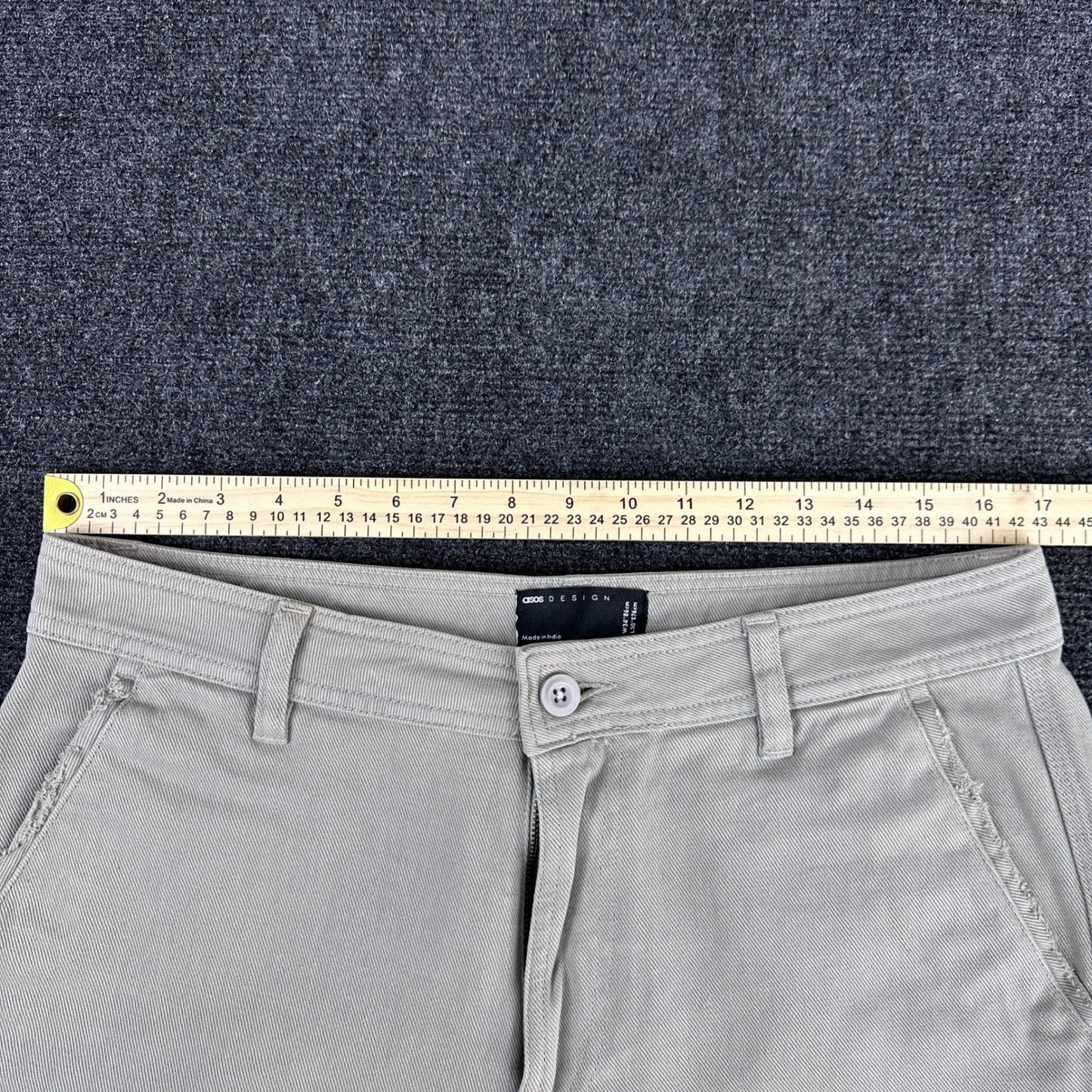 ASOS DESIGN Mens Stone Beige Cotton Twill Straight Leg Chino Pants 34X37 by ASOS DESIGN