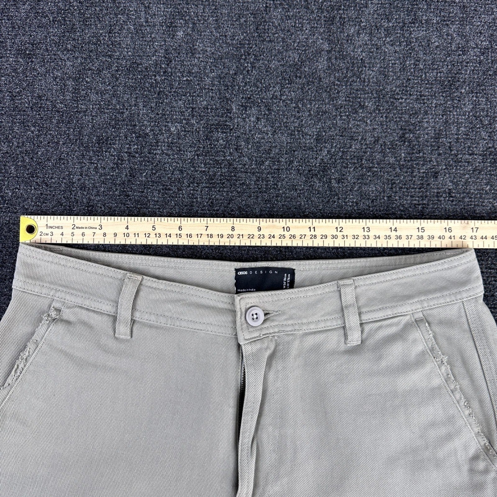 ASOS DESIGN Mens Stone Beige Cotton Twill Straight Leg Chino Pants 34X37 by ASOS DESIGN