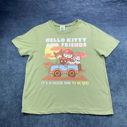 Love Tribe Hello Kitty and Friends Green Graphic Tee Shirt Womens Large NEW by Love Tribe
