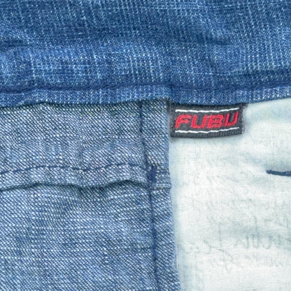 Vintage FUBU The Collection Patchwork Baggy Jeans Mens 34x34 Blue Streetwear 90s by FUBU