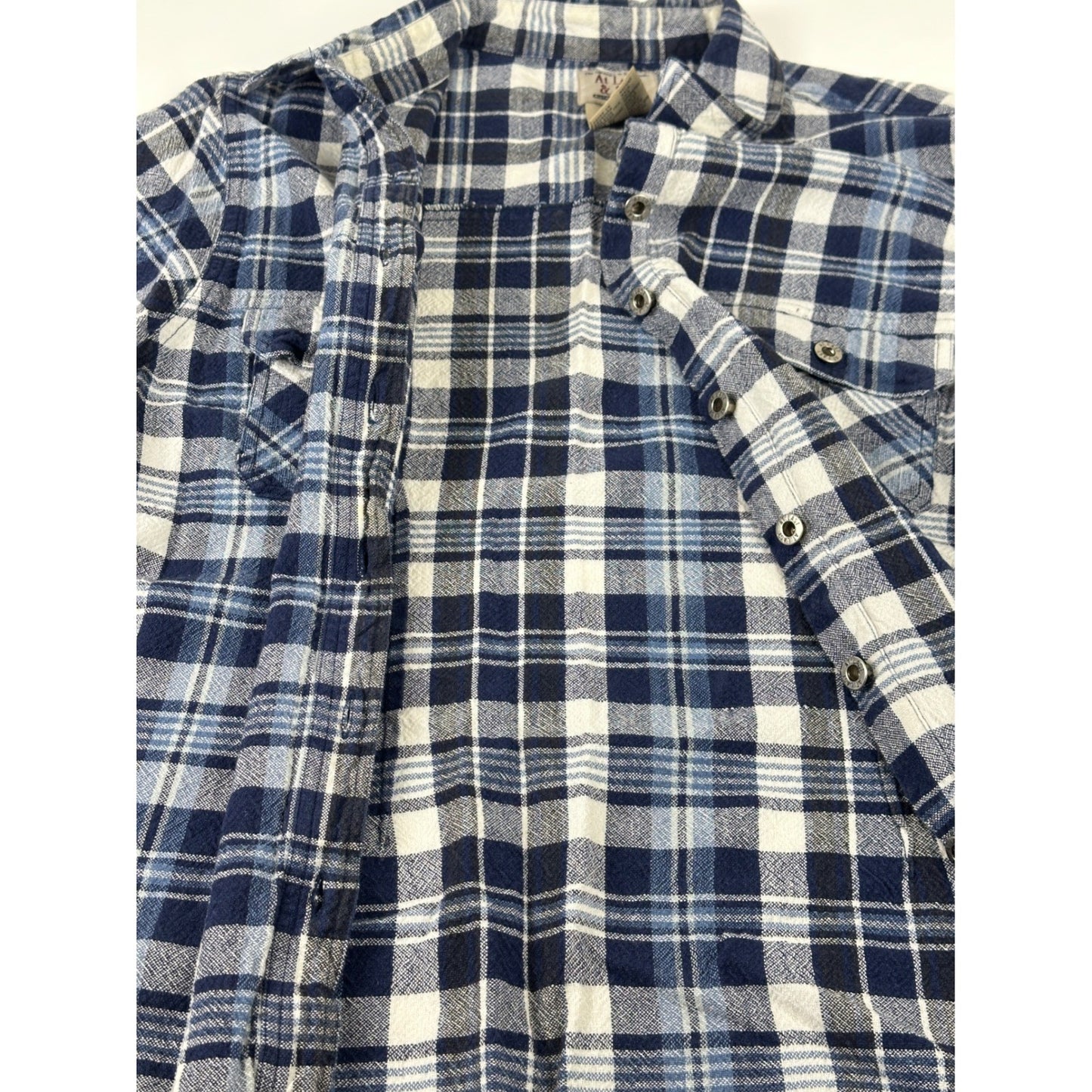 At Last & Co Blue White Plaid Cotton Button Down Shirt Mens 18/20 Flannel L/S by At Last & Co.