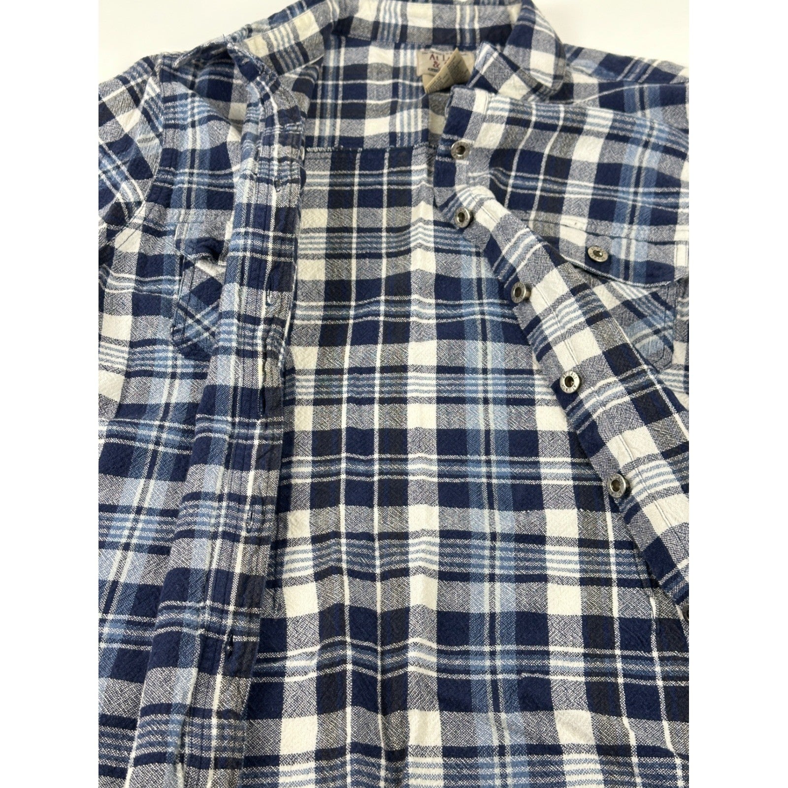 At Last & Co Blue White Plaid Cotton Button Down Shirt Mens 18/20 Flannel L/S by At Last & Co.
