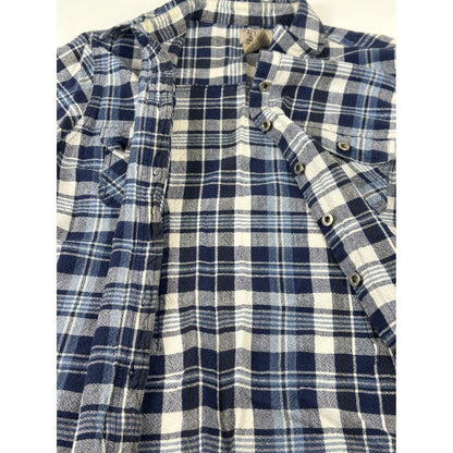 At Last & Co Blue White Plaid Cotton Button Down Shirt Mens 18/20 Flannel L/S by At Last & Co.