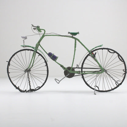 Handmade Recycled Wire Bicycle Sculpture Green Miniature Bike Folk Art Decor by Unbranded