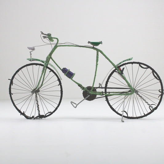 Handmade Recycled Wire Bicycle Sculpture Green Miniature Bike Folk Art Decor by Unbranded