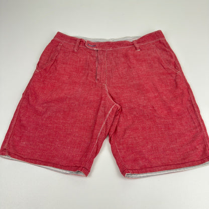 Howe Mens Reversible Shorts Red Solid Striped Casual Summer Size 35 by Howe