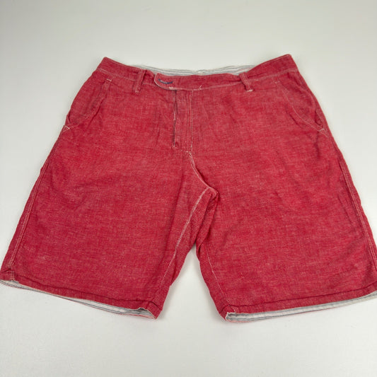 Howe Mens Reversible Shorts Red Solid Striped Casual Summer Size 35 by Howe