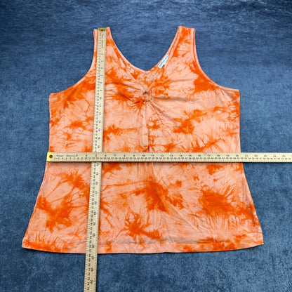 One Step Up Plus Orange Tie Dye O-Ring Tank Top 3X Sleeveless Cotton Blend by One Step Up Plus