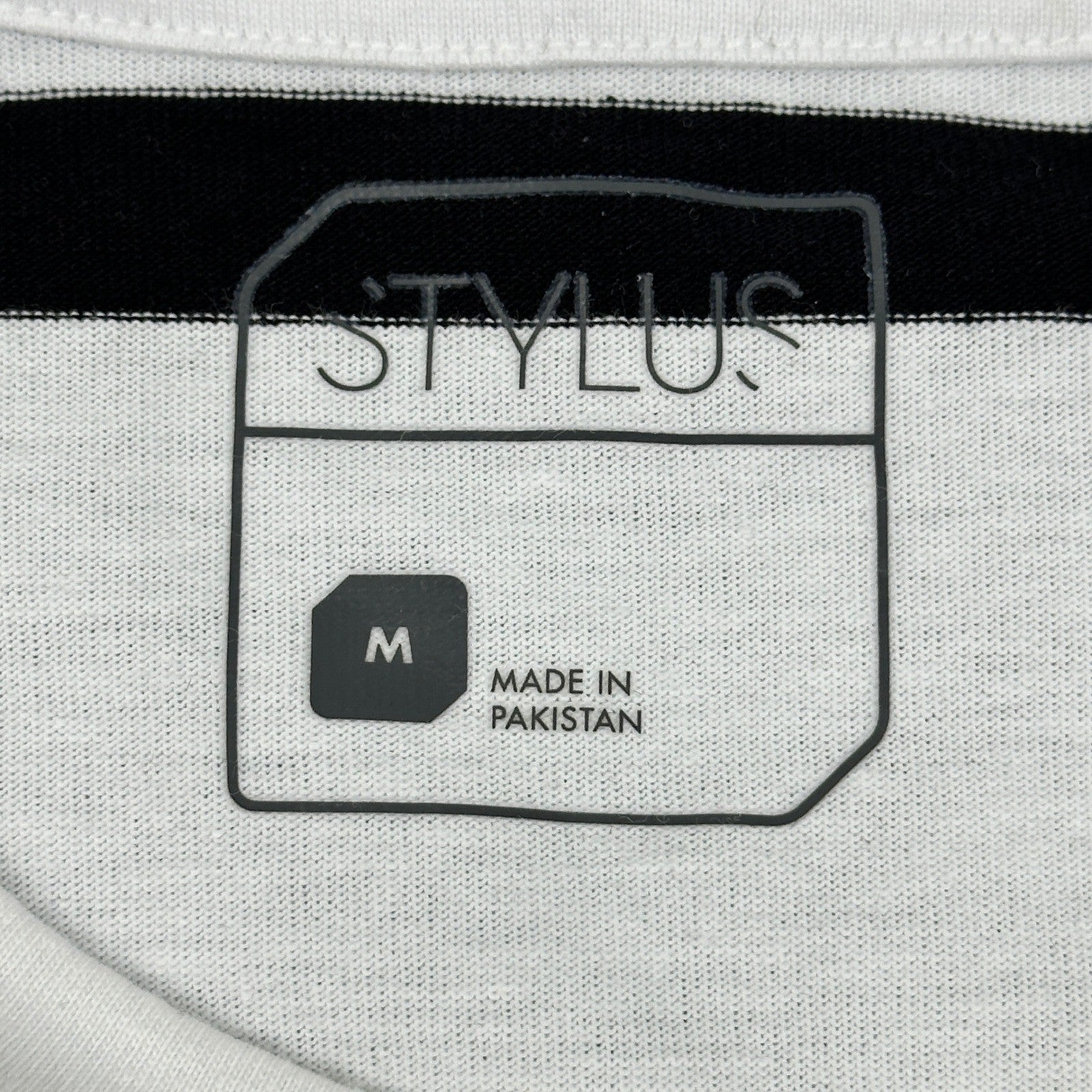 Stylus Mens Black Stripe Short Sleeve Crew Neck T-Shirt SP24STY5032M Medium NWT by Stylus