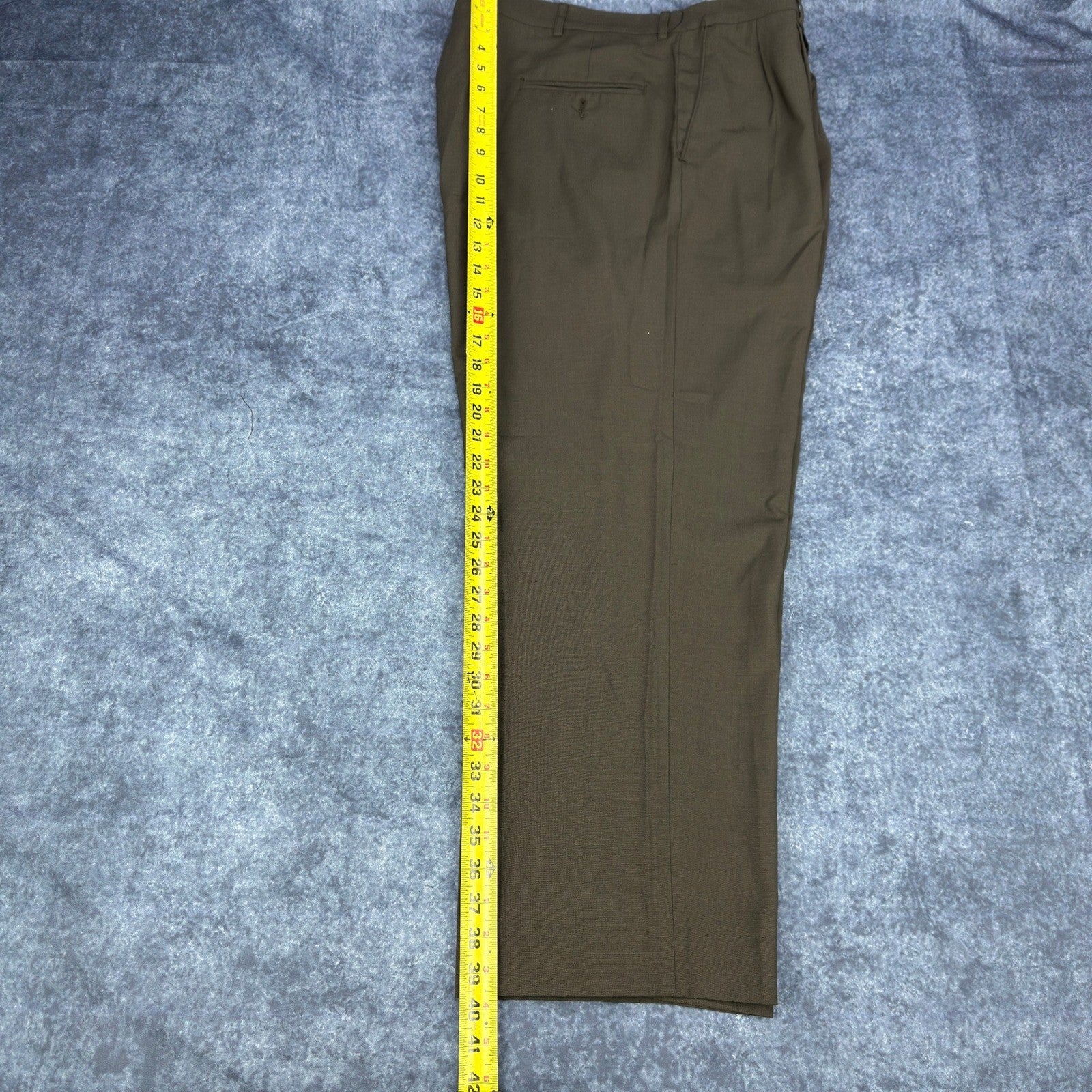 Haggar Black Label Mens 44R Suit 3-Button Blazer Pleated Pants Olive Brown Wool by Haggar