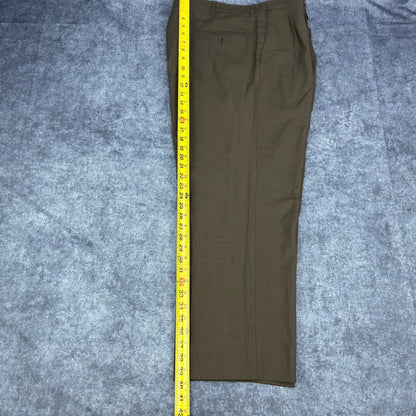 Haggar Black Label Mens 44R Suit 3-Button Blazer Pleated Pants Olive Brown Wool by Haggar