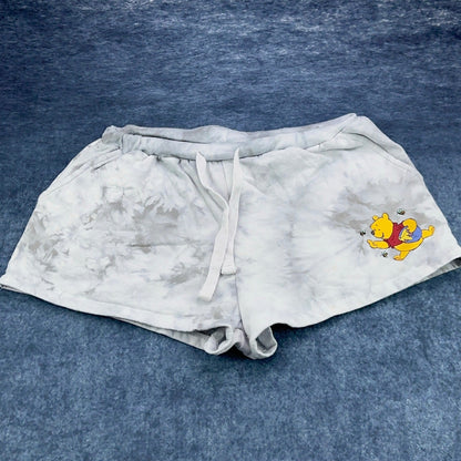 Disney Winnie the Pooh Tie Dye Loungewear Shorts Grey White XL RN71868 by Disney
