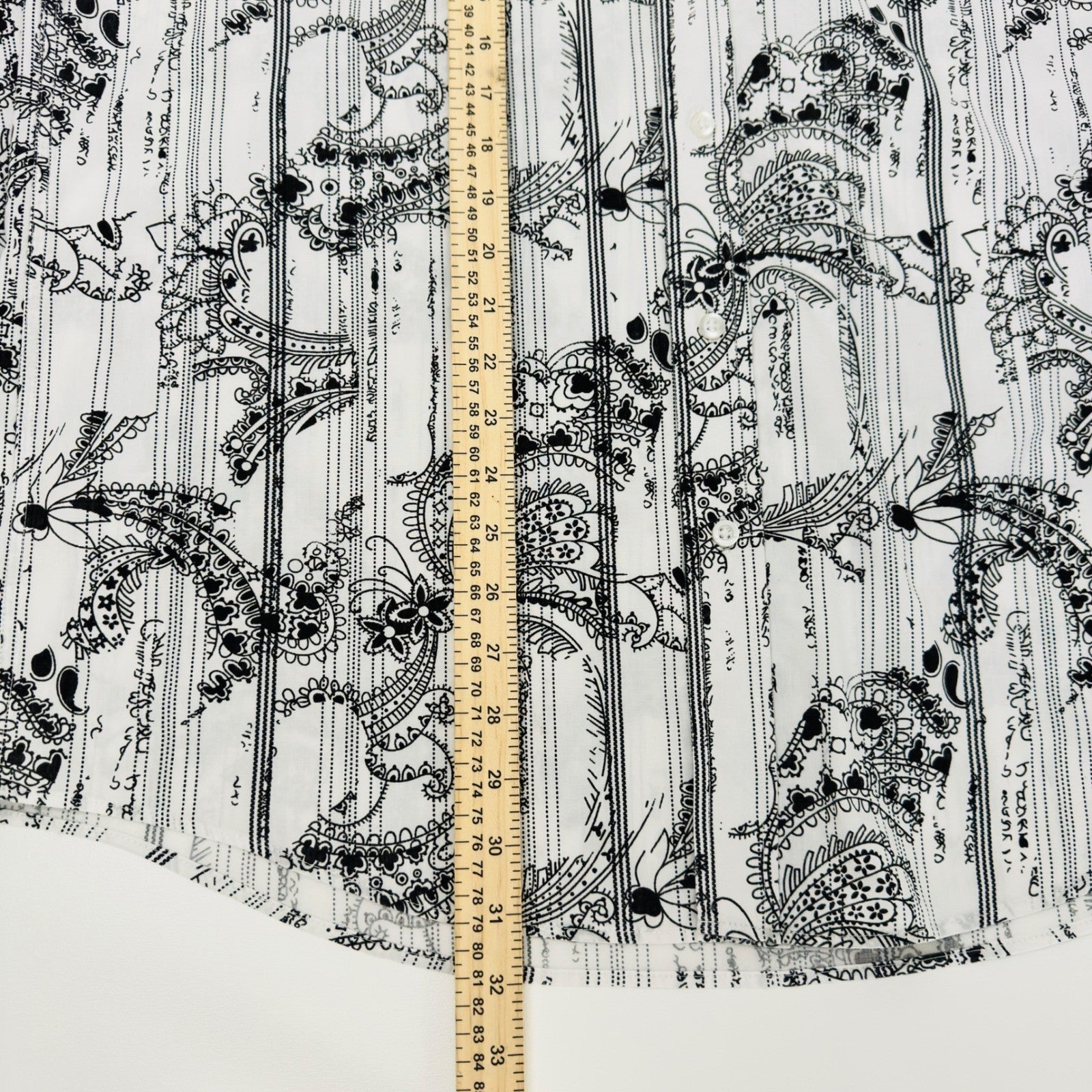 Michael Brandon Mens XL Paisley Striped Graphic Button Down Shirt Black White by Michael Brandon