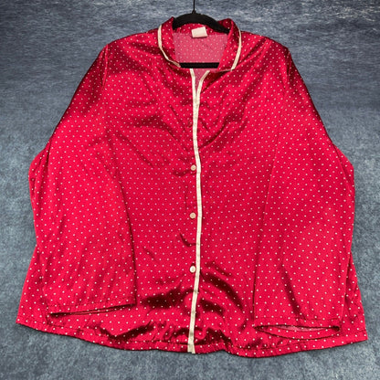 Gilligan O'Malley Womens XL Red Polka Dot Satin Pajama Set Button Up Wide Leg by Gilligan & O'Malley
