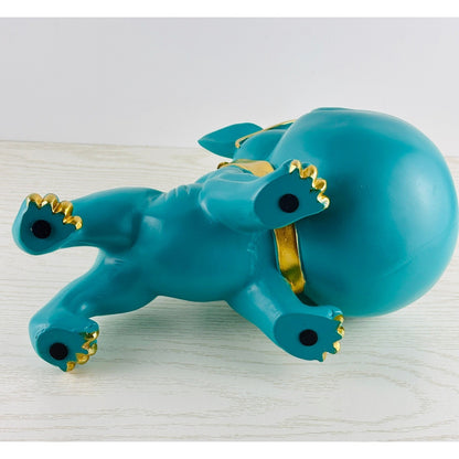 Teal French Bulldog Trinket Dish Sunglasses Collar Gold Accents by Unbranded