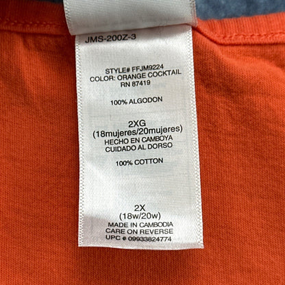 Just My Size Womens 2X Orange Cotton Crochet Trim Peplum Top FFJM9224 by Just My Size